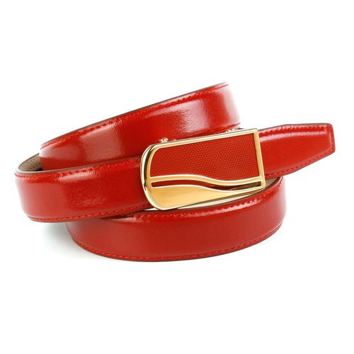 Ledergürtel ANTHONI CROWN, Damen, Gr. 105, rot, Leder, unifarben, Gürtel, 2,4 cm femininer Ledergürtel in rot