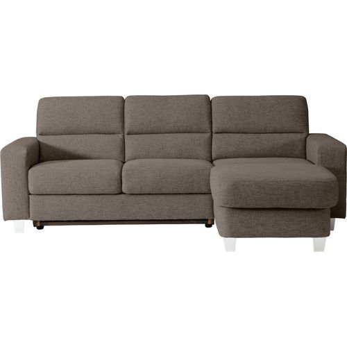 Ecksofa ALINA, braun (braun tta 14), B:264cm H:90cm T:167cm, Struktur TTA (100% Polyester), Sofas
