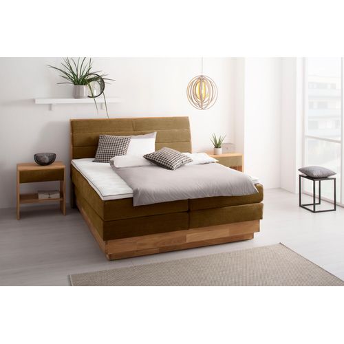 Boxspringbett OTTO PRODUCTS, braun (bronzo), B:184cm L:216cm, Komplettbetten, Boxspringbett, LED-Beleuchtung, mit zertifizierten, recycelten Bezugsstoffen