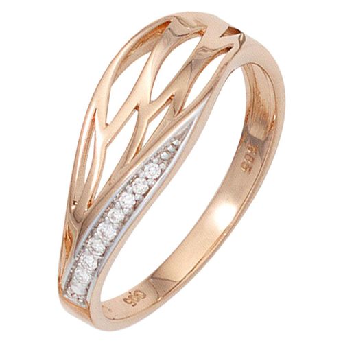 Diamantring JOBO Gr. 50, rosa (roségold 585), Fingerringe, Damen, 50, SI = kleine Einschlüsse, Roségold 585-Diamanten, Rosu00e9gold 585, Diamanten, 585 Roségold mit 8 Diamanten