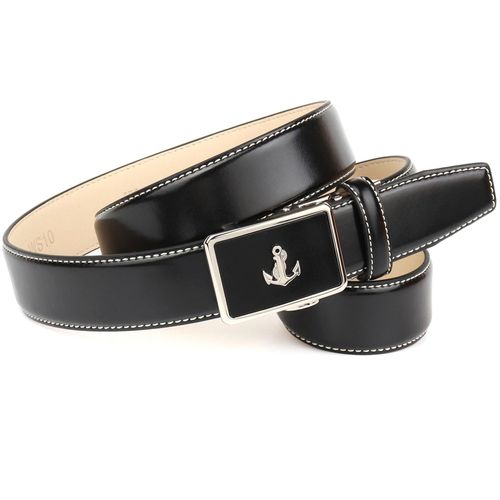 Ledergürtel ANTHONI CROWN, Damen, Gr. 120, schwarz, Leder, unifarben, elegant,klassisch, Gürtel, Ledergürtel mit Ankerlogo