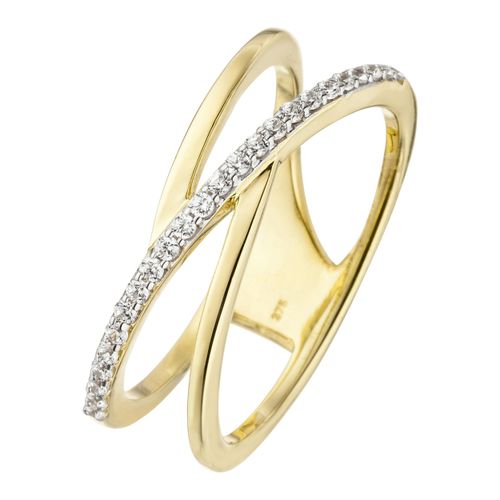 Goldring JOBO Gr. 52, gelb (gelbgold 375), Fingerringe, Damen, 52, Gelbgold 375, 375 Gold mit 24 Zirkonia