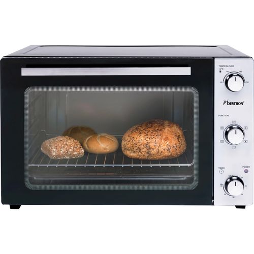 BESTRON Minibackofen "AOV45, 2-in-1 Gerät" Minibacköfen mit Drehspieß, 1800 W, Edelstahl, Schwarz schwarz