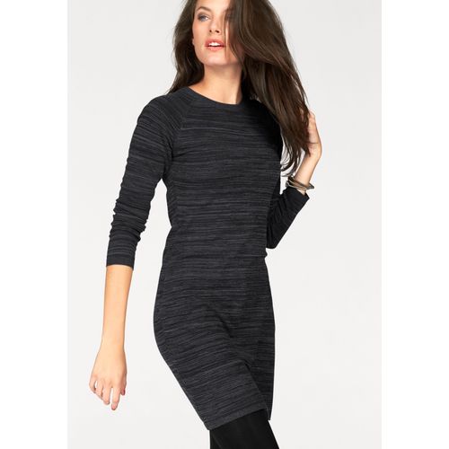 Strickkleid ANISTON CASUAL, Damen, Gr. 32, N-Gr, grau (anthrazit), Feinstrick, Obermaterial: 70% Viskose, 30% Polyamid, meliert, modisch, figurbetont kniefrei, Rundhals, Langarm Bündchen, Kleider, mit Reißverschluss