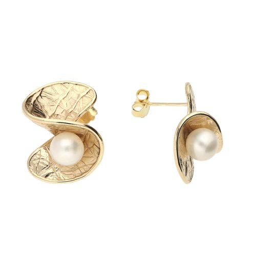 Paar Ohrstecker VIVANCE "Süßwasserperlen", gelb (gelbgold 375), Ohrringe, Damen, Gelbgold 375, 2x Süßwasserperle
