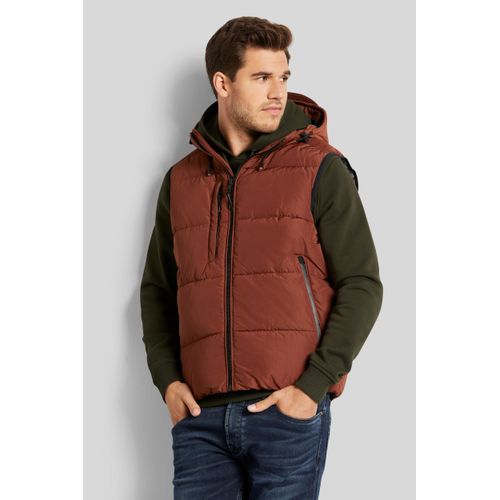 Steppweste BUGATTI, Herren, Gr. 54, braun (rost), 100% Polyester, unifarben, casual, regular fit, ohne Ausschnitt, Westen, mit abtrennbarer Kapuze