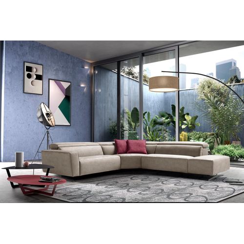 Ecksofa EGOITALIANO, grau (opal grau), B:314cm H:96cm T:284cm, Luxus-Micofaser Lederoptik (100% Polyester) ist ein neues technisches Gewebe mit einem visuellen und taktilen Aspekt, der dem Nubuk sehr nahe kommt, mit innovativen Eigenschaften. Seine außerordentliche Weichheit kommt von einem exklusiven Produktionsprozess, der Unreinheiten und Unregelmäßigkeiten beseitigt. Das Ergebnis ist eine beme