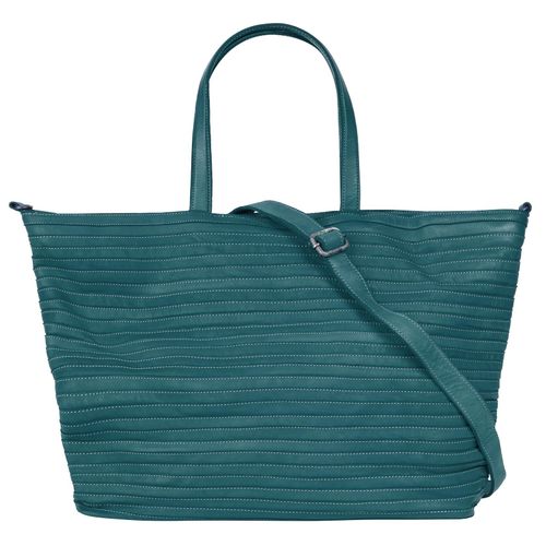 Shopper SAMANTHA LOOK Gr. B/H/T: 37cm x 30cm x 14cm onesize, blau Damen Taschen echt Leder, Made in Italy