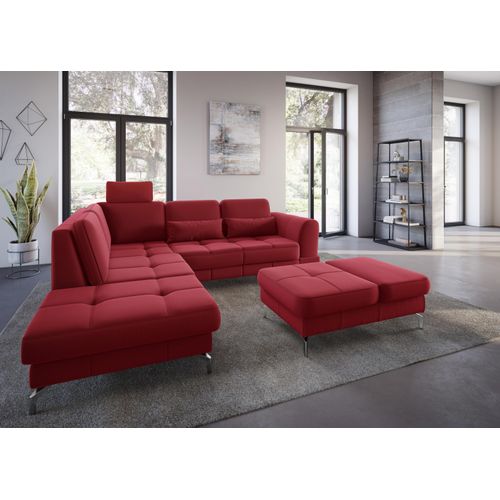 Ecksofa SIT & MORE "Bendigo L-Form", rot, B:258cm H:84cm T:226cm, Sofas, Ecksofa, inklusive Sitztiefenverstellung, Bodenfreiheit 12 cm, in 2 Fußfarben