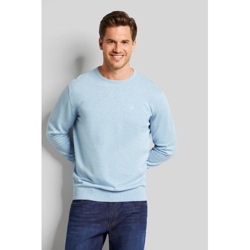 Rundhalspullover BUGATTI, Herren, Gr. XXL, blau (hellblau), Sweatware, 100% Baumwolle, casual, regular fit, Rundhals, Langarm Rippbündchen, Pullover, aus reiner Baumwolle