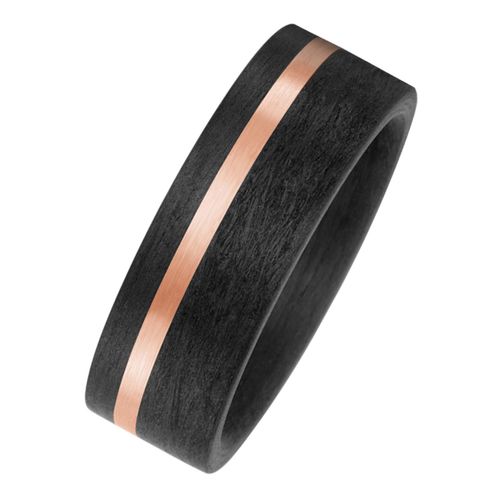 Fingerring JOBO Fingerringe Gr. 58, Roségold 585-Carbon, rosegold (roségold 585) Damen Carbon und 585 Roségold matt Partnerring bicolor