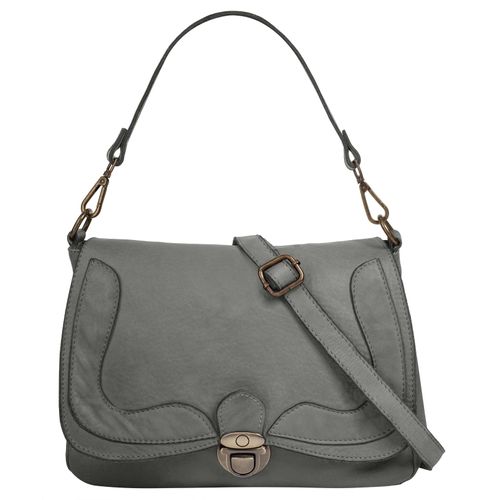 Umhängetasche SAMANTHA LOOK, Damen, Gr. B/H/T: 28cm x 21cm x 7cm onesize, grau, Leder, vintage, Taschen, echt Leder, Made in Italy