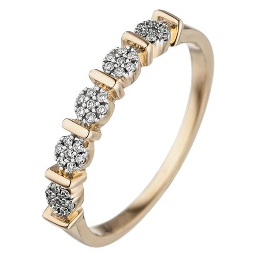 Diamantring JOBO Gr. 52, gelb (gelbgold 585), Fingerringe, Damen, 52, P1 = bei 10-facher Vergrößerung erkennbare Einschlüsse, Gelbgold 585-Diamanten, Gelbgold 585, Diamanten, 585 Gold mit 35 Diamanten