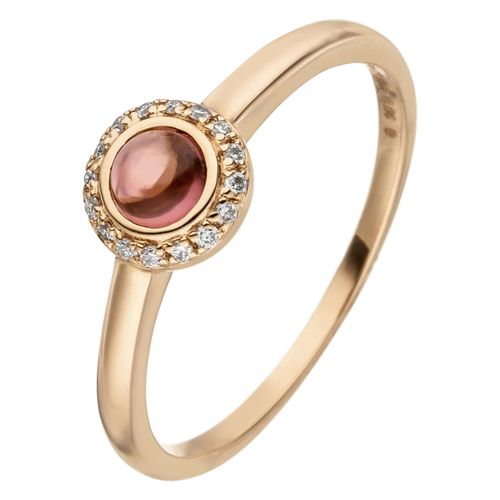 Diamantring JOBO Fingerringe Gr. 60, SI = kleine Einschlüsse, Roségold 585-Diamanten, rosegold (roségold 585) Damen 585 Roségold mit 16 Diamanten 1 Turmalin Cabochon