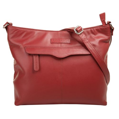 Umhängetasche BRUNO BANANI, Damen, Gr. B/H/T: 29cm x 22cm x 9cm onesize, rot, Leder, unifarben, Taschen, echt Leder