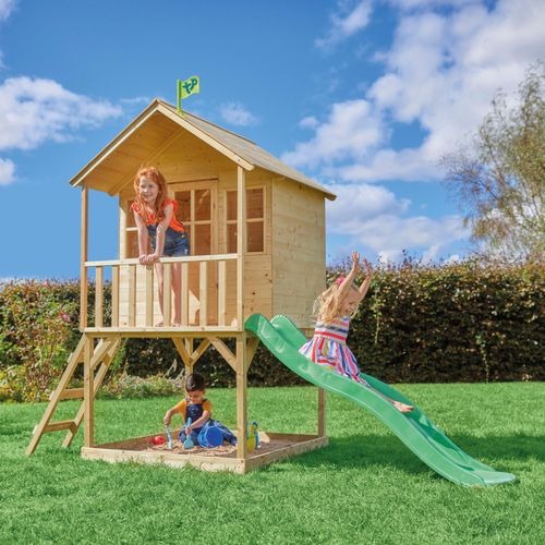 Spielhaus 50NRTH "»Holz Stelzenhaus, Wald«" Spielhäuser beige (natur) Kinder Spielhaus mit Rutsche, Natur