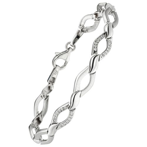 Armband JOBO Armbänder Gr. Silber 925 (Sterlingsilber), silberfarben (silber 925 + weiß) Damen Silber mit 48 Zirkonia 19 cm