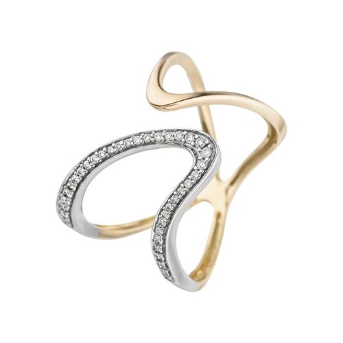 Diamantring JOBO Gr. 52, gelb (gelbgold 585), Fingerringe, Damen, 52, P1 = bei 10-facher Vergrößerung erkennbare Einschlüsse, Gelbgold 585-Diamanten, Gelbgold 585, Diamanten, 585 Gold mit 36 Diamanten