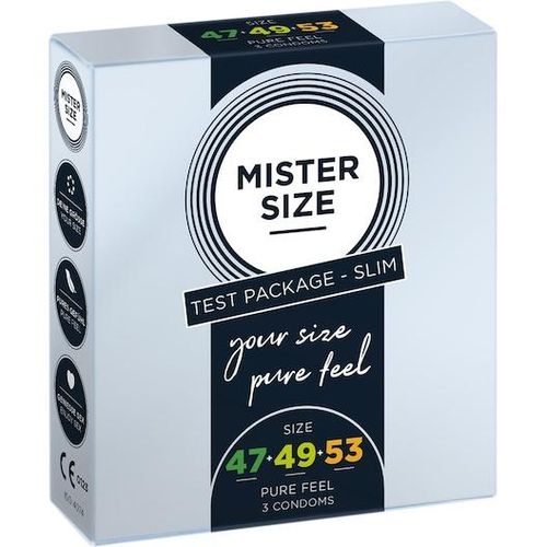 Mister Size Lust & Liebe Kondom Sets Schmales Probierset 47-49-53 1x Kondom Größe 49 + 1x Kondom Größe 57 + 1x Kondom Größe 64