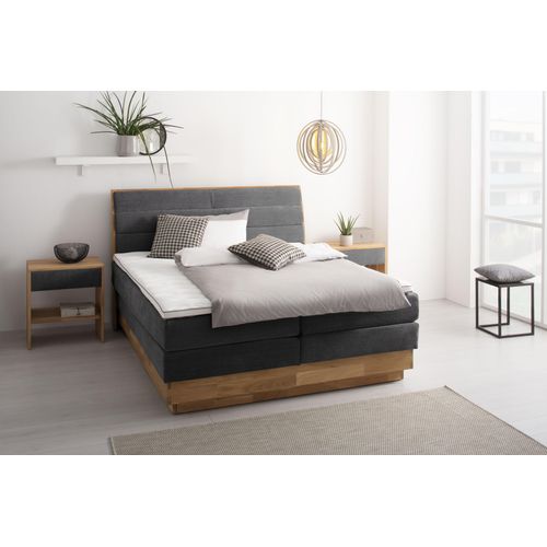 Boxspringbett OTTO PRODUCTS, grau (ferro), B:184cm L:216cm, Komplettbetten, Boxspringbett, LED-Beleuchtung, mit zertifizierten, recycelten Bezugsstoffen