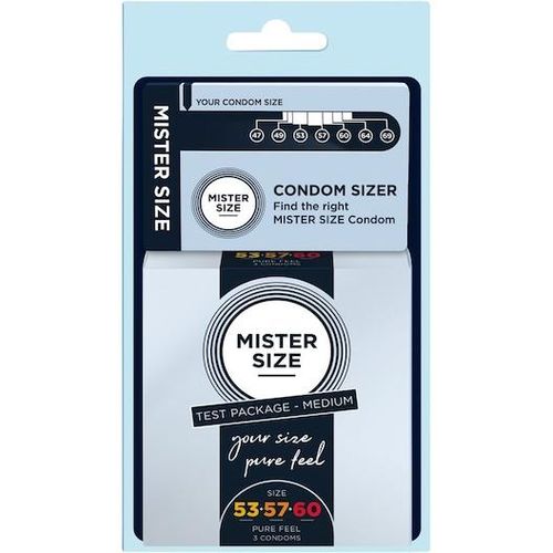 Mister Size Lust & Liebe Kondom Sets Size-Kit Medium mit Condom Sizer 1x Condom Sizer + 1x Kondom 53 mm + 1x Kondom 57 mm + 1x Kondom 60 mm