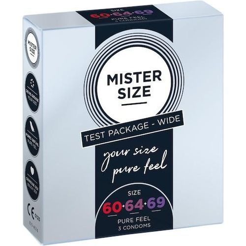 Mister Size Lust & Liebe Kondom Sets Breites Probierset 60-64-69 1x Kondom Größe 60 + 1x Kondom Größe 64 + 1x Kondom Größe 69
