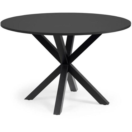 Runder Tisch Argo aus schwarz lackiertem mdf mit schwarz lackierten Stahlbeinen ø 120 cm - Kave Home