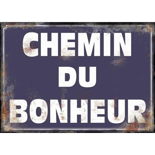 Retro-Schild aus Metall 'Chemin du bonheur'