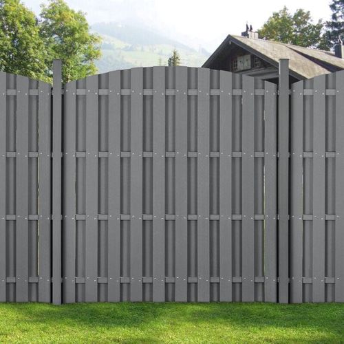 Wpc Gartenzaun mit Rundbogen (165-185)x562 cm Grau [ Neu.holz