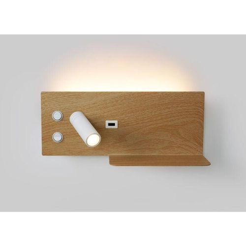 LED Wandleuchte TURIN mit USB, Doppelfunktion, Holz