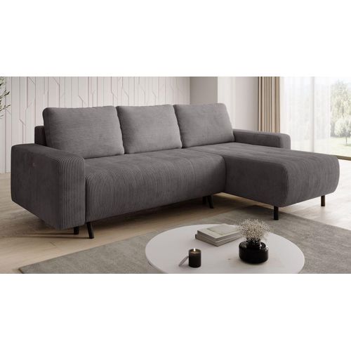 Wohnlandschaft Ecksofa RIMINI Grau mit elektrischer Sitztiefenverstellung Bett Sofa Schlafsofa