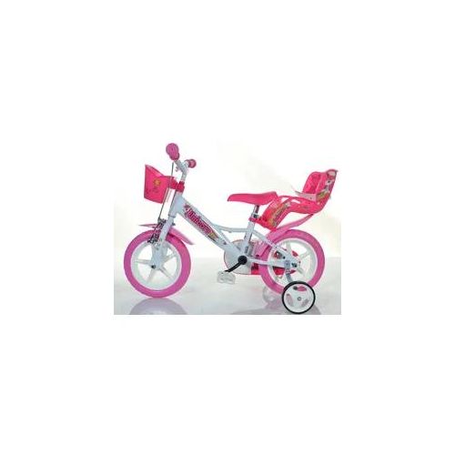 Kinderfahrrad DINO "Unicorn Einhorn 12 Zoll" Fahrräder Gr. 22cm, 12 Zoll (30,48cm), pink (weiß) Kinder mit Stützrädern, Korb und Puppensitz