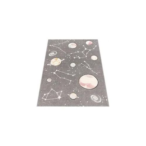 Kinderteppich PACO HOME "Cosmo 347" Teppiche Gr. B: 160cm, 12mm, L: 230cm, grau Kinder 3D-Design, Motiv Weltraum, Kinderzimmer