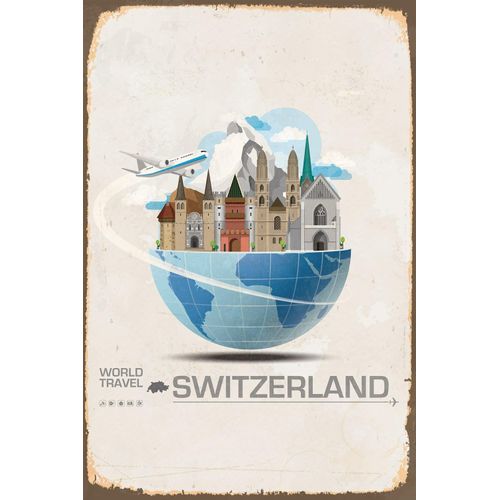 queence Metallbild »WORLD TRAVEL SWITZERLAND«, Schweiz, Blechschilder