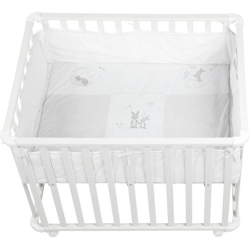 roba® Laufgitter »Fox & Bunny, weiss, 75x100 cm«, bis 15 kg, mit Stoffeinlage; Rollen, höhenverstellbar