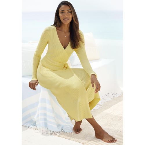 LASCANA Strickkleid, Loungekleid zum wickeln mit Taillengürtel, Loungewear