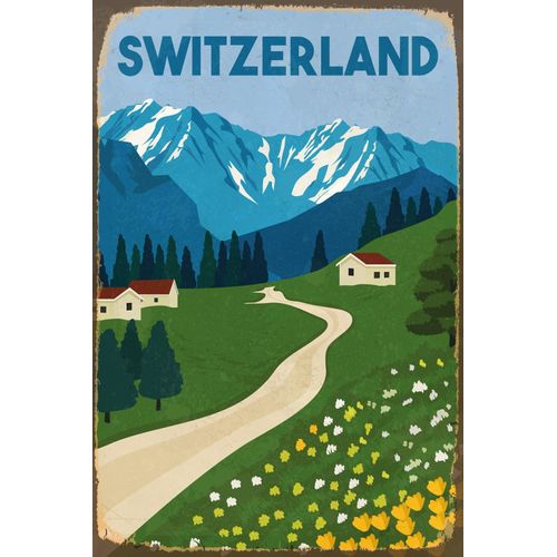 queence Metallbild »SWITZERLAND«, Schweiz, Blechschilder