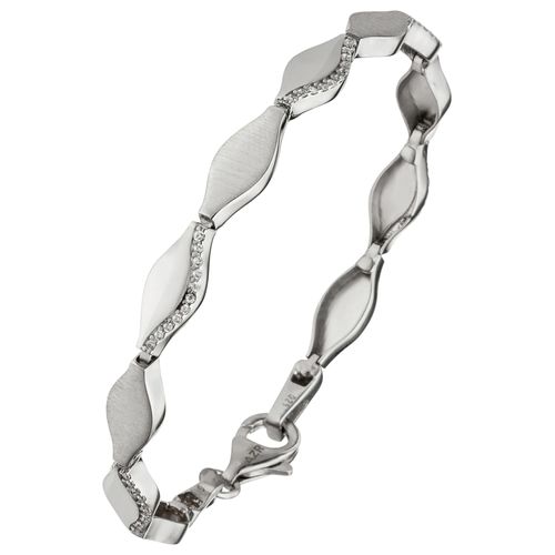 Armband JOBO Armbänder Gr. Silber 925 (Sterlingsilber), silberfarben (silber 925, weiß) Damen 925 Silber mit 55 Zirkonia 19 cm