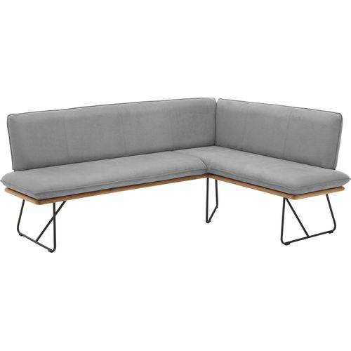Eckbank NIEHOFF SITZMÖBEL, grau (platingrau, schwarz), H:85cm T:68cm, 100% PES, Sitzbänke, Spitzkissenoptik, mit umlaufender Holzleiste in Charakter-Eiche