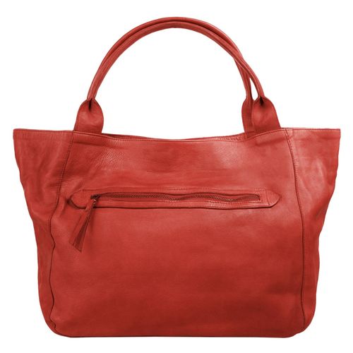 Shopper X-ZONE Gr. B/H/T: 34cm x 29cm x 15cm onesize, rot Damen Taschen echt Leder