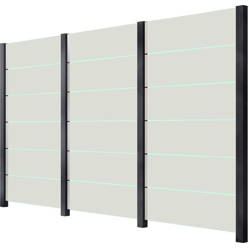 Zaun STAKET PRO, grau (anthrazit), Pfosten: 4 St., Aluminium, Glas, Zaunelemente, Glaszaun, Gesamtlänge: 3,284 m, 4 Pfosten
