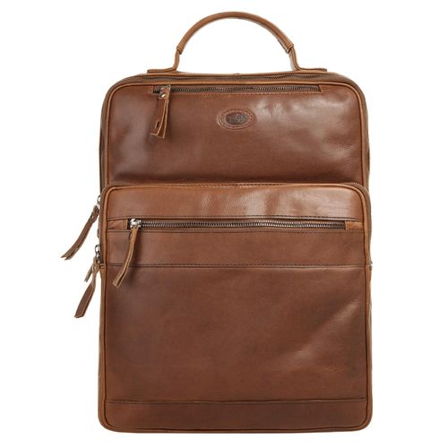 Laptoprucksack PIKÉ, Gr. B/H/T: 38cm x 29cm x 9cm, onesize, braun, Rindsleder, Leder, unifarben, klassisch, Rucksäcke, echt Leder