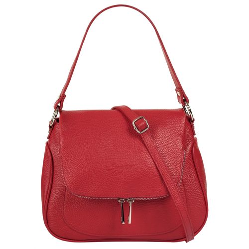 Umhängetasche SAMANTHA LOOK, Damen, Gr. B/H/T: 27cm x 17cm x 9cm onesize, rot, Leder, unifarben, leicht glänzend, Taschen, echt Leder, Made in Italy