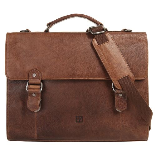 Aktentasche BODENSCHATZ, Damen, Gr. B/H/T: 40cm x 31cm x 7cm onesize, braun (cognac), Leder, vintage, Taschen, echt Leder