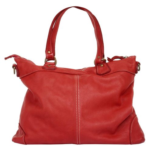 Shopper CLUTY Gr. B/H/T: 43cm x 30cm x 11cm onesize, rot Damen Taschen echt Leder, Made in Italy