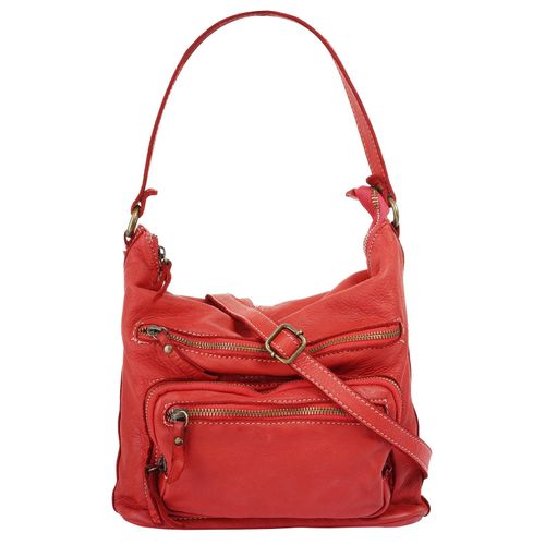 Shopper CLUTY, Damen, Gr. B/H/T: 26cm x 25cm x 8cm onesize, rot, Leder, unifarben, leicht glänzend, Taschen, echt Leder, Made in Italy