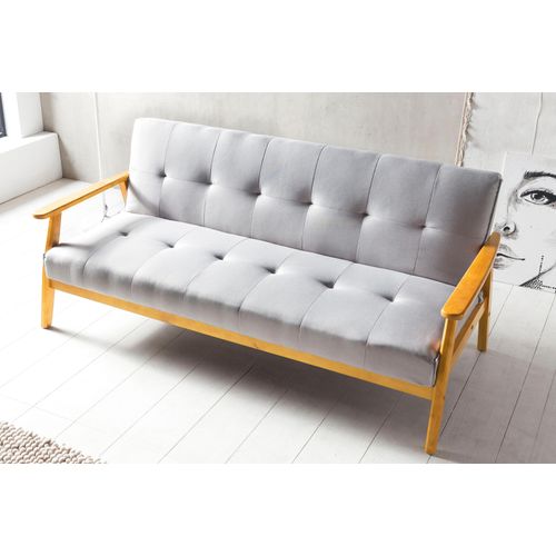 Schlafsofa SALESFEVER, grau (hellgrau), B:190cm H:81cm T:85cm, Webstoff (100% Polyester), Massivholz, Sofas, mit 60 und 90 Kippfunktion