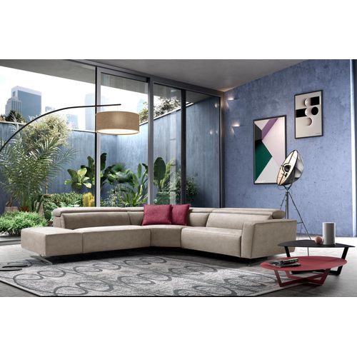 Ecksofa EGOITALIANO, grau (opal grau), B:314cm H:96cm T:284cm, Luxus-Micofaser Lederoptik (100% Polyester) ist ein neues technisches Gewebe mit einem visuellen und taktilen Aspekt, der dem Nubuk sehr nahe kommt, mit innovativen Eigenschaften. Seine außerordentliche Weichheit kommt von einem exklusiven Produktionsprozess, der Unreinheiten und Unregelmäßigkeiten beseitigt. Das Ergebnis ist eine beme