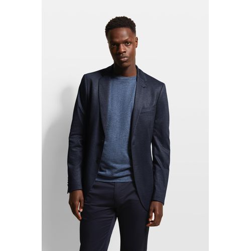 Sakko BUGATTI, Herren, Gr. 52, blau (marine), 67% Polyester, 28% Viskose, 5% Elasthan, Glencheckmuster, casual, slim fit, Langarm Manschette, Sakkos, mit Elasthananteil