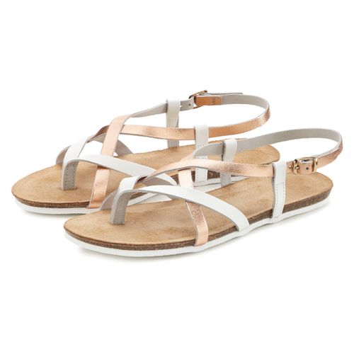 Zehentrenner VIVANCE, Damen, Gr. 42, rosa (rose), Obermaterial: 100% Rindsleder. Decksohle: 100% Rindsleder. Laufsohle: 100% Synthetik, metallic, mehrfarbig, casual, Schuhe, Sandale, Sandalette, Sommerschuh aus hochwertigem Leder